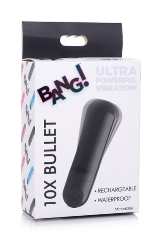 Bang 10X Rechargeable Vibrating Bullet (Black) – Compact Bullet Vibrator > Vibrators > Mini Vibrators