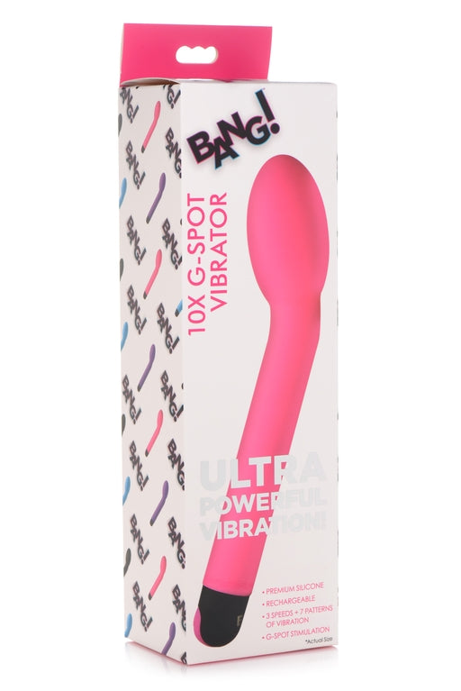 Bang 10X G-Spot Vibrator Pink 8.2 Inch Silicone with 3 Speeds and 7 Vibration Patterns > Sex Toys For Ladies > G-Spot Vibrators