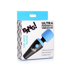 BANG! 10X Vibrating Mini Silicone Wand Blue with Flexible Neck and USB Rechargeable Blue > Sex Toys For Ladies > Wand Massagers and Attachments