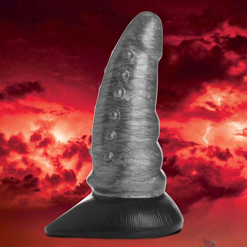 Creature Cocks Beastly Tapered Bumpy Silicone Dildo with Suction Cup Base Silver Fantasy Dongs