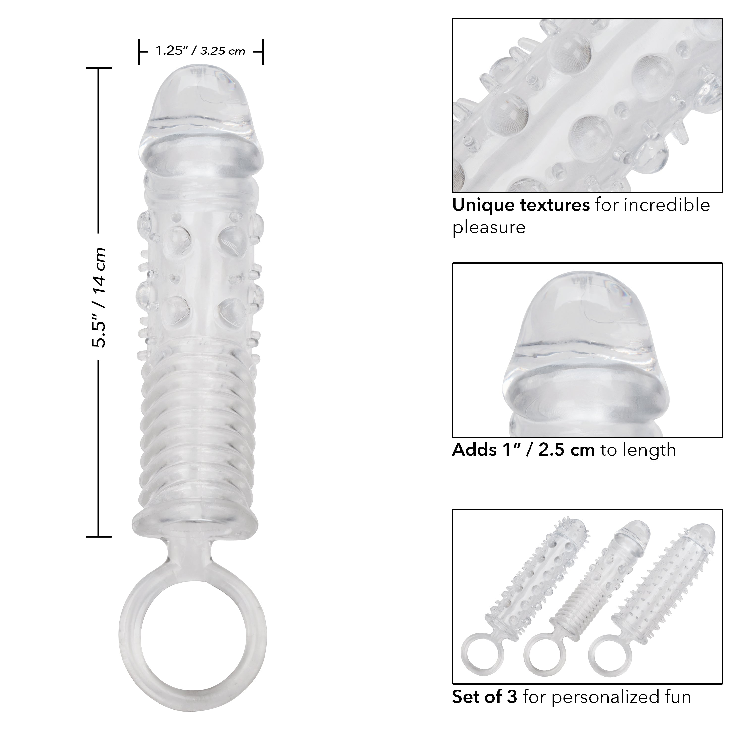 3 Piece Textured Extension Set for Girth and Length Enhancement SLEEVES