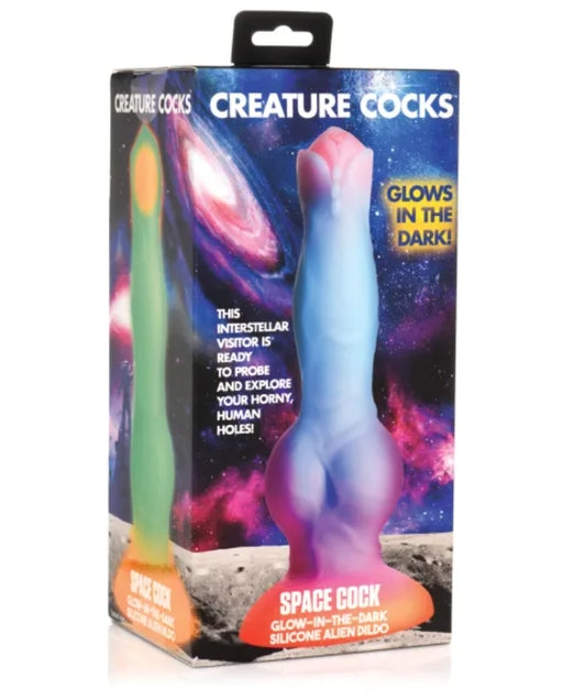 Creature Cocks Glow-in-the-Dark Silicone Alien Dildo with Suction Base Multi DONGS