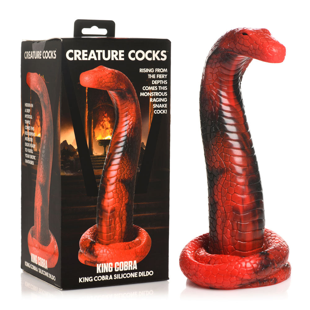 Creature Cocks King Cobra Silicone Dildo for Unique Sensations and Sensual Exploration Red Dildos & Dongs