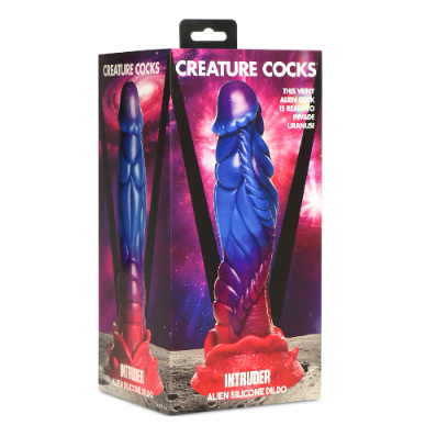 Creature Cocks Intruder Alien Silicone Dildo Purple Blue Pink 9 Inch with Suction Cup Fantasy Dongs
