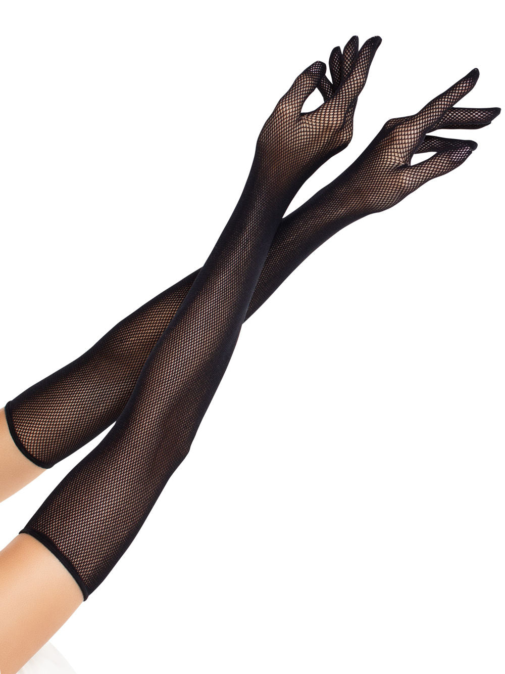 Opera Length Fishnet Gloves Black Stretchy Nylon Spandex Gloves