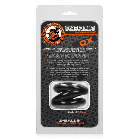 Z Balls Zig Zag Cock Ring and Ball Stretcher Night Edition Black Ball Stretcher