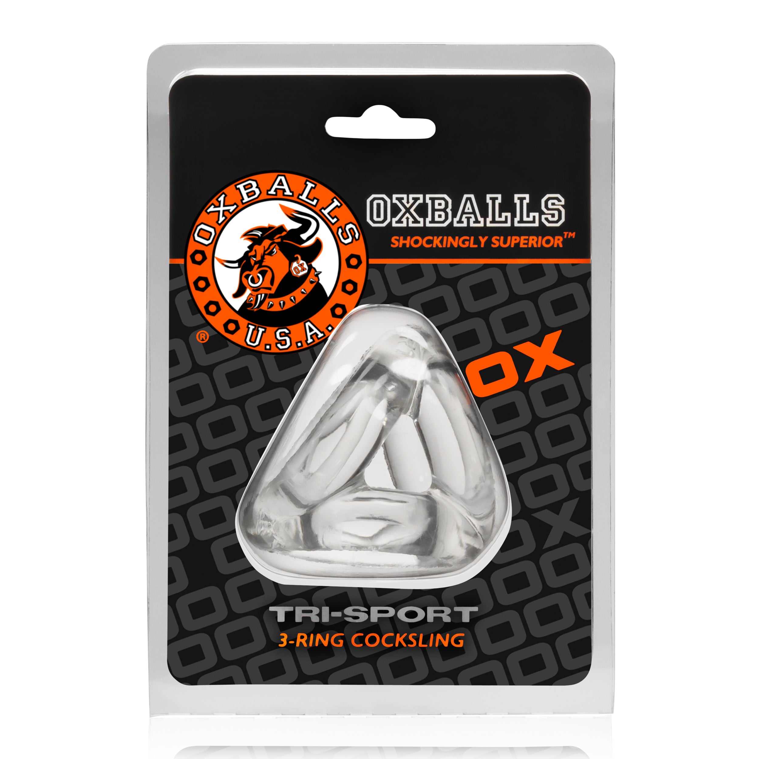 OXBALLS Tri-Sport Versatile 3-Ring Cocksling Clear – Flexible Durable Comfort Clear COCK RINGS Sling