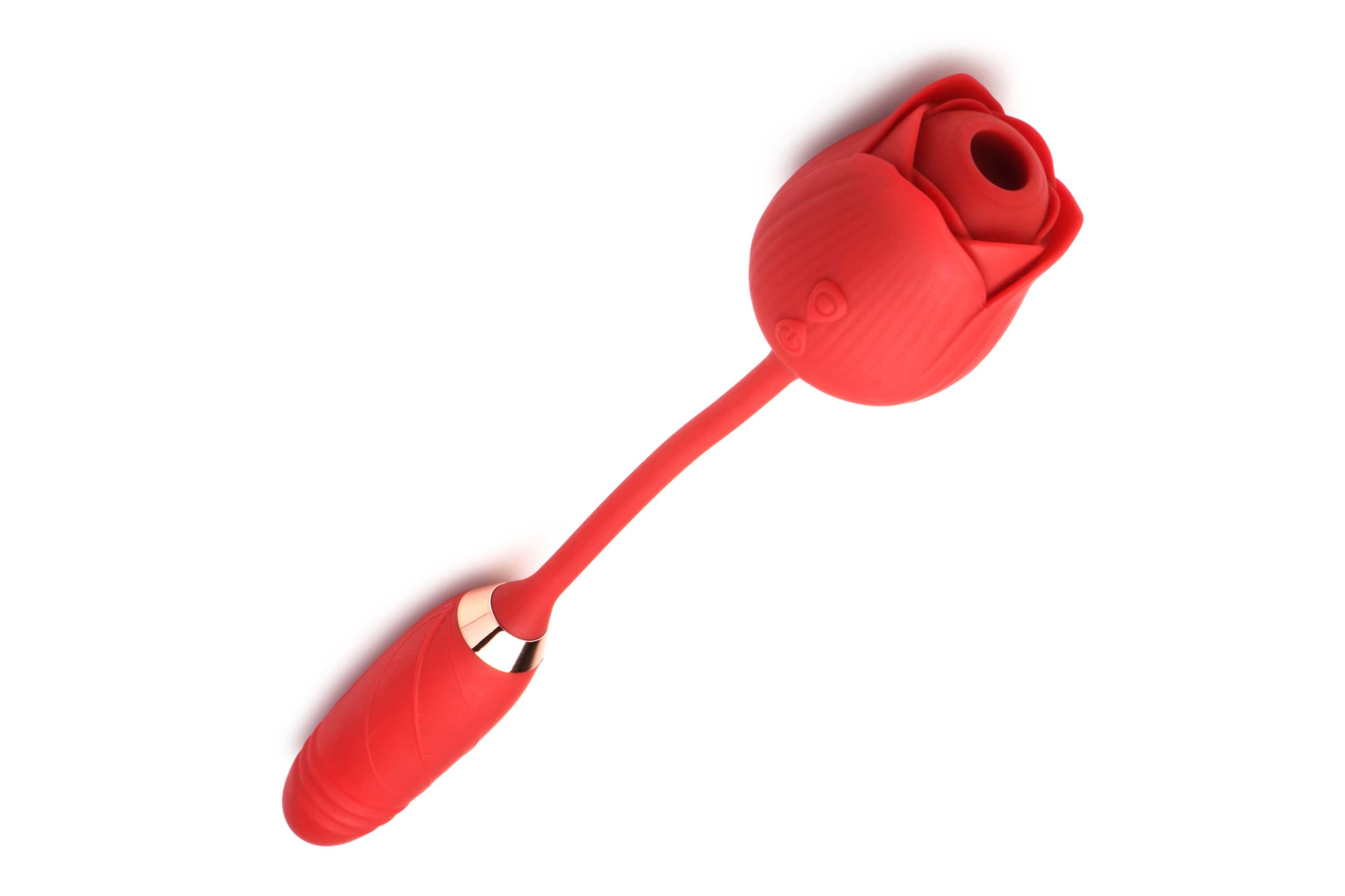 Bloomgasm Romping Rose Thrusting and Suction Vibrator Red Suction Stimulator