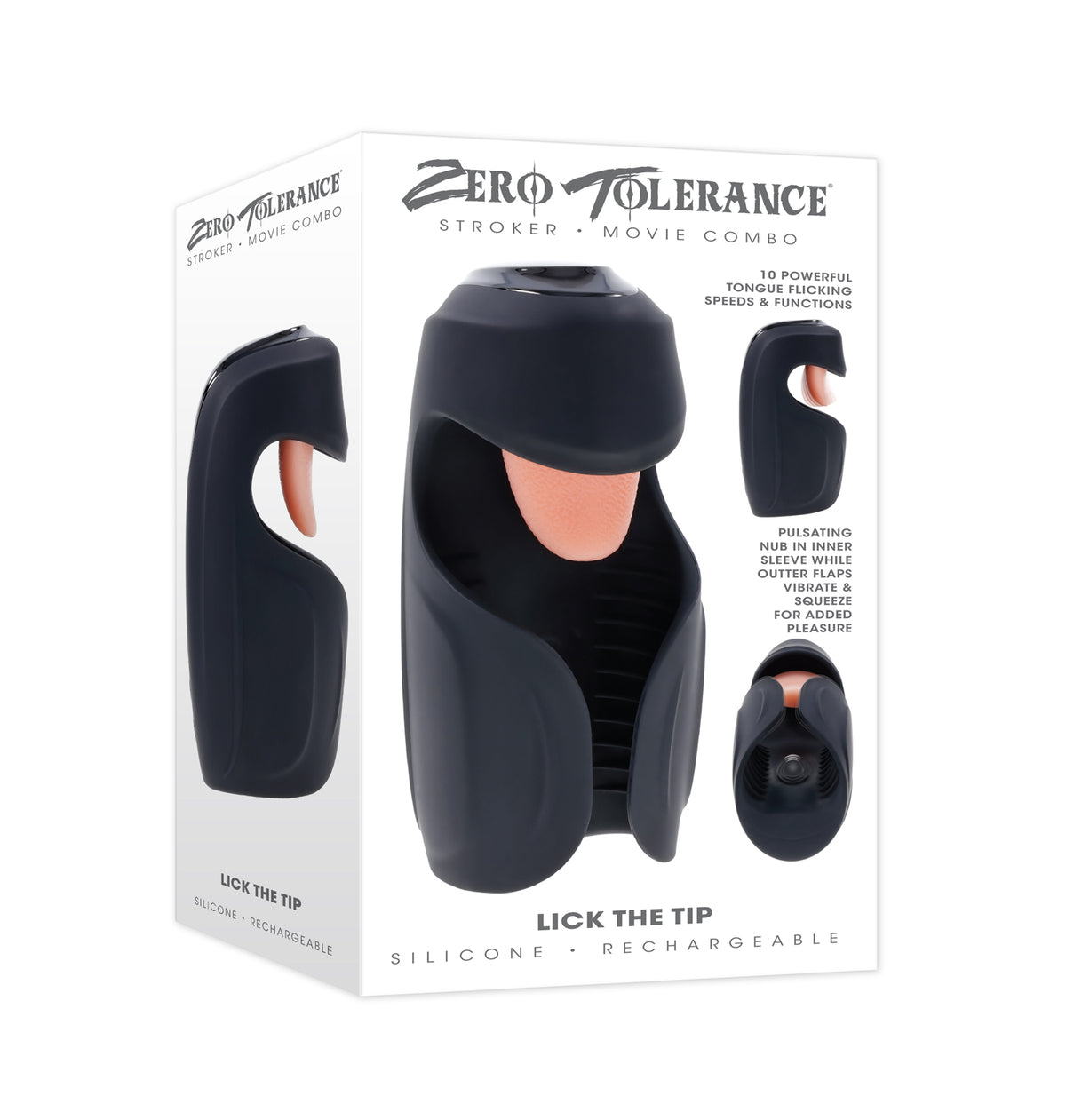 Zero Tolerance Lick The Tip Triple Function Stroker Black > Sex Toys For Men > Masturbators > Vibrating