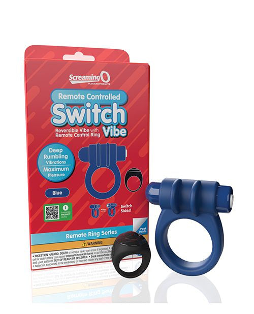 Screaming O Remote Controlled Switch Vibrating Ring Blue – Versatile Deep Rumbling Vibrations Blue Cock Rings Vibrating