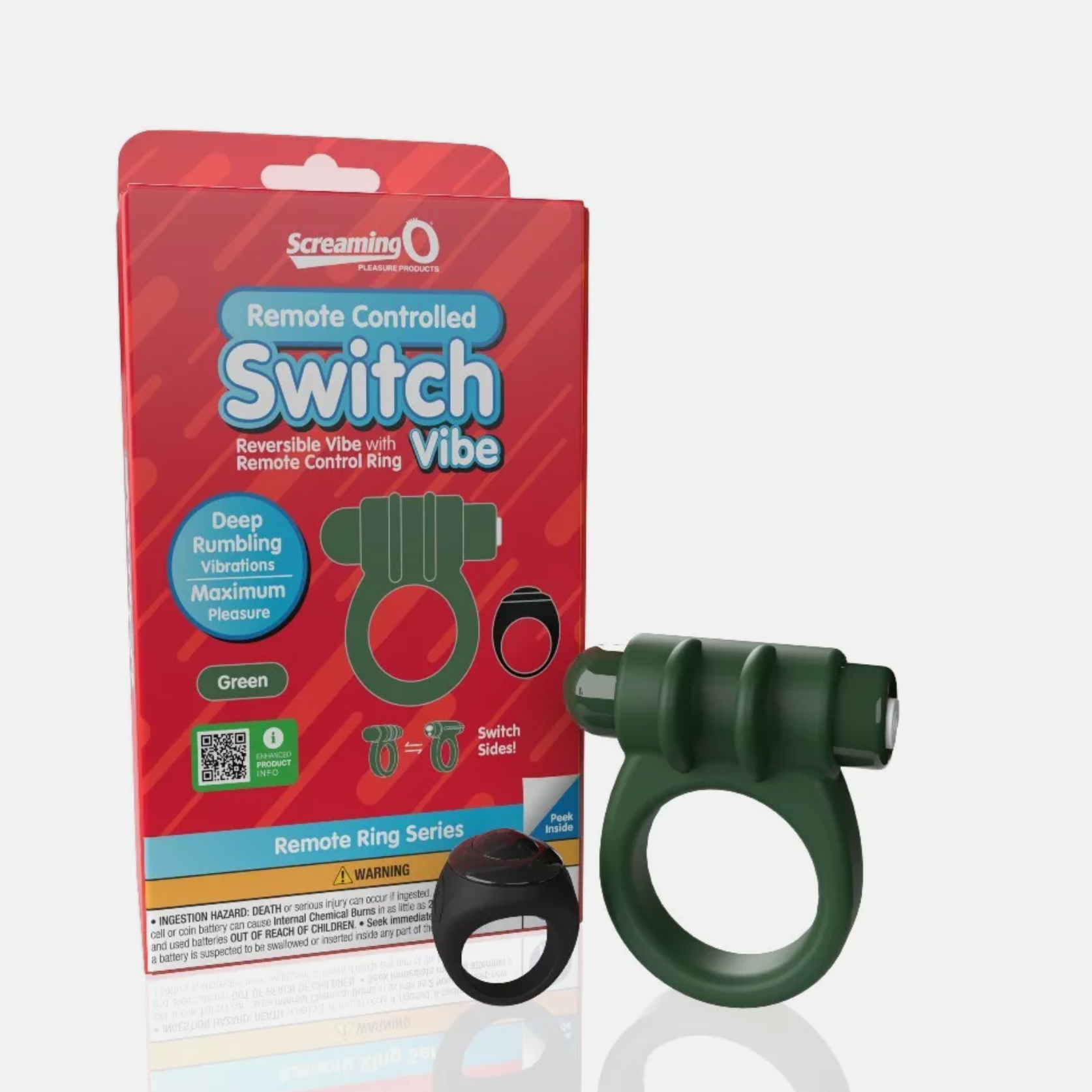 Screaming O Remote Controlled Switch Vibrating Ring Green – Dual-Purpose Deep Rumbling Vibrations Green Cock Rings Vibrating