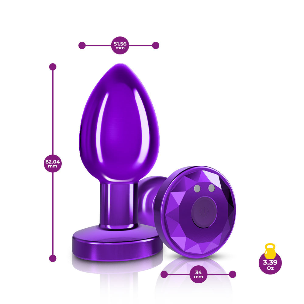 Viben Vibrating Purple Metal Anal Plug Medium with Remote Butt Plugs - Vibrating