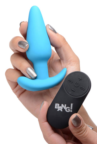 Remote Control Silicone Butt Plug 21X Vibrating Blue Butt Plugs - Vibrating