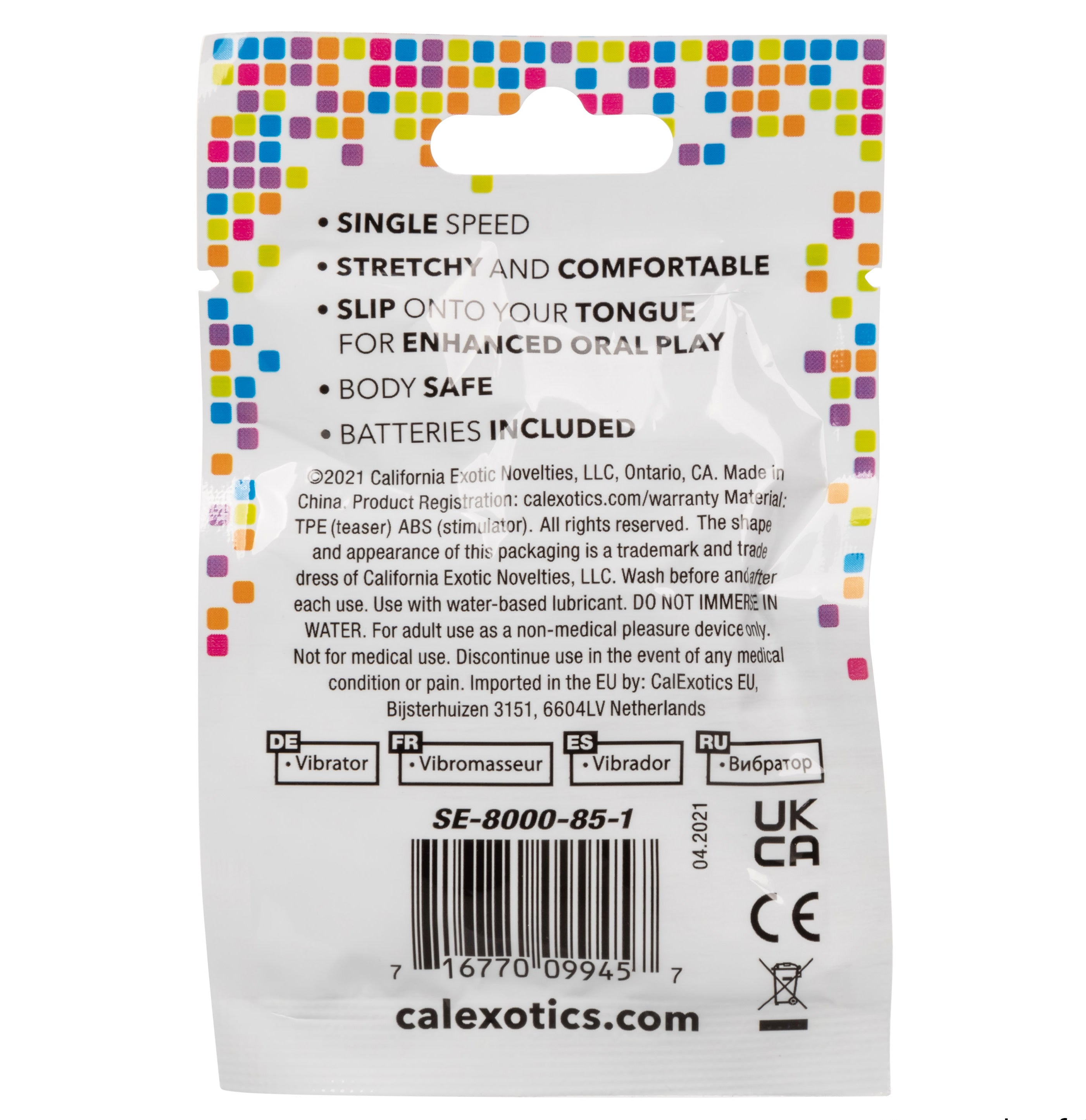 CalExotics Clear Vibrating Tongue Teaser Foil Pack Intimacy Toy Vibrators