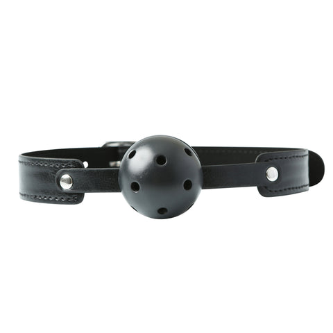Sex & Mischief Breathable Black Ball Gag with 5 cm Diameter and Adjustable Strap - Mouth Restraint Gags