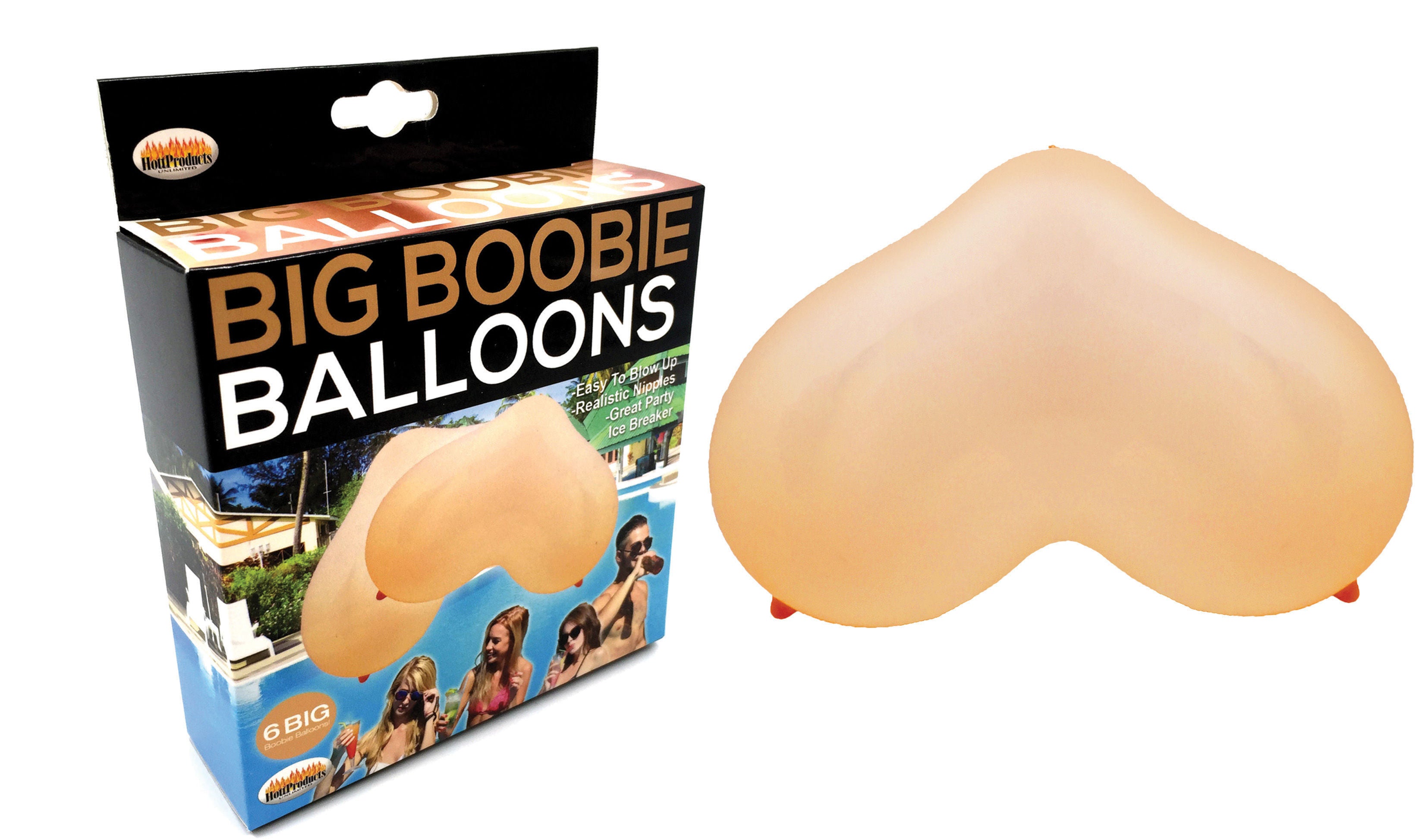Big Boobie Balloons 6 Pcs Adult Party Toy Novelty Decorations Beige Gag Gifts & Novelties