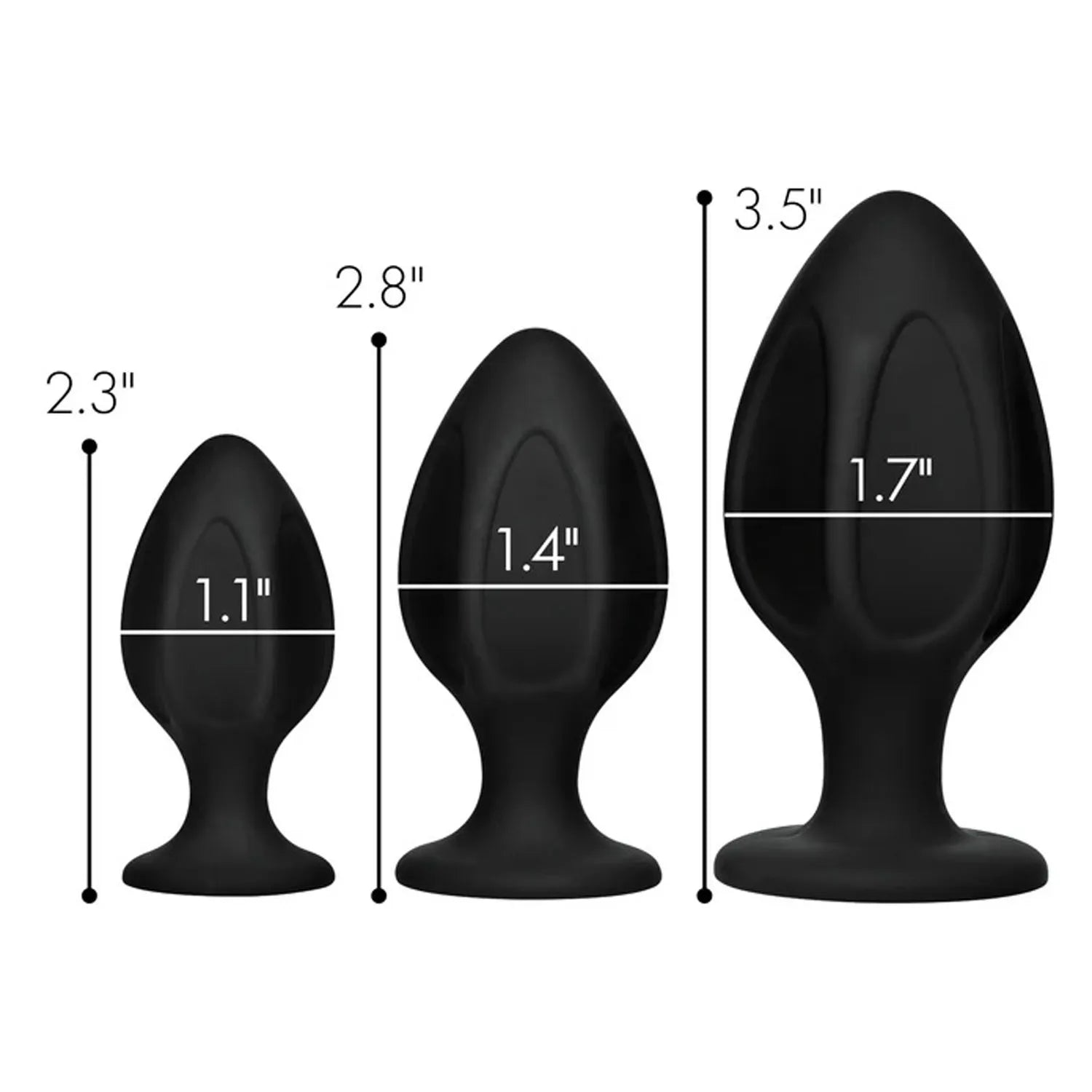 Triple Juicers (Black) – Silicone Anal Trainer Set with Suction Base > Anal Range > Butt Plug Kits