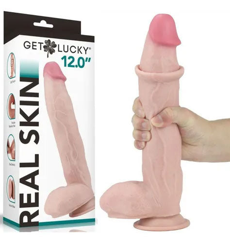 Real Skin 12 Inch Dual Layer Light Brown – Lifelike Dual Density Dildo > Dildos > Large Dildos
