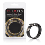Adjustable Black Leather 3-Snap Cock Ring with Nickel-Free Snaps > Cock Ring > Adjustable
