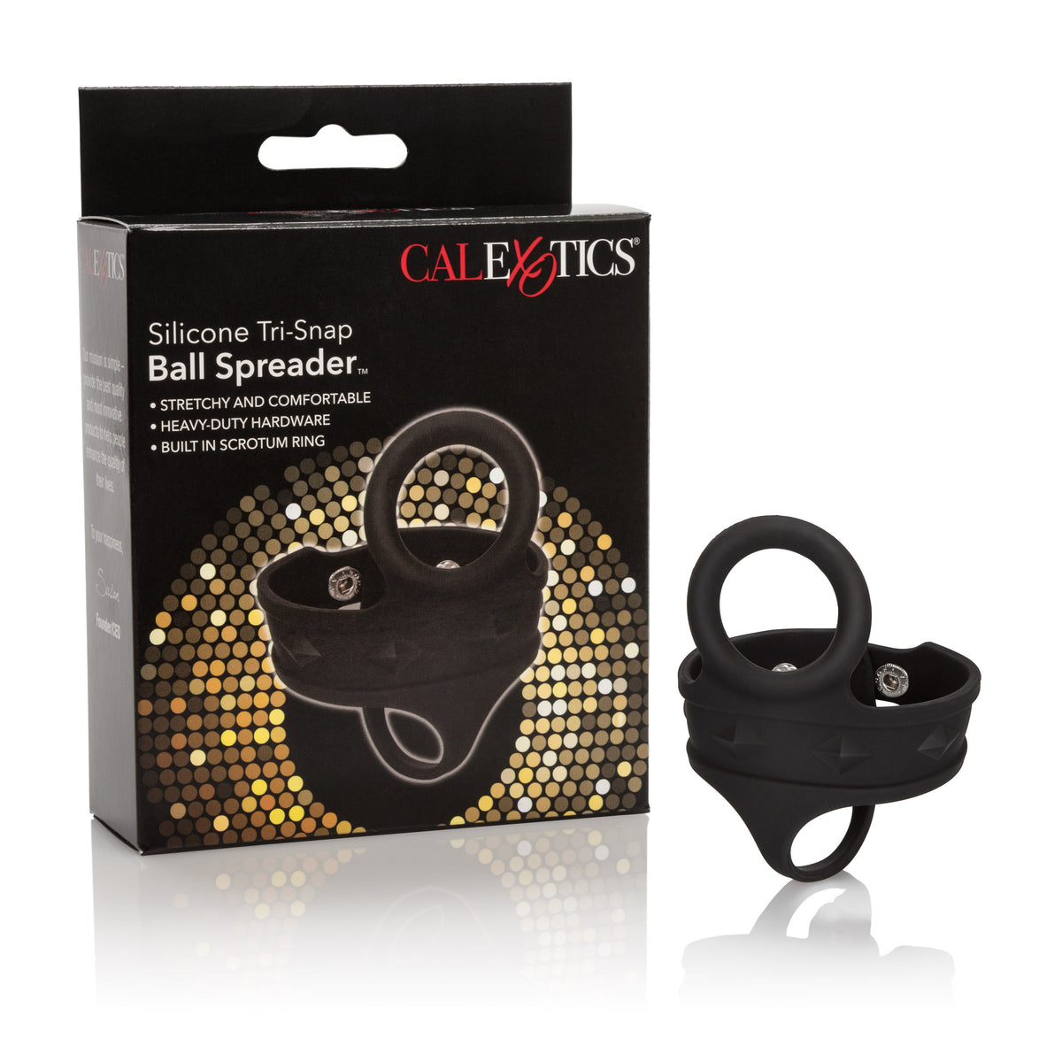 CalExotics Adjustable Silicone Tri-Snap Ball Spreader – Soft Stretchable Silicone Accessory > Sex Toys For Men > Ball Stretchers