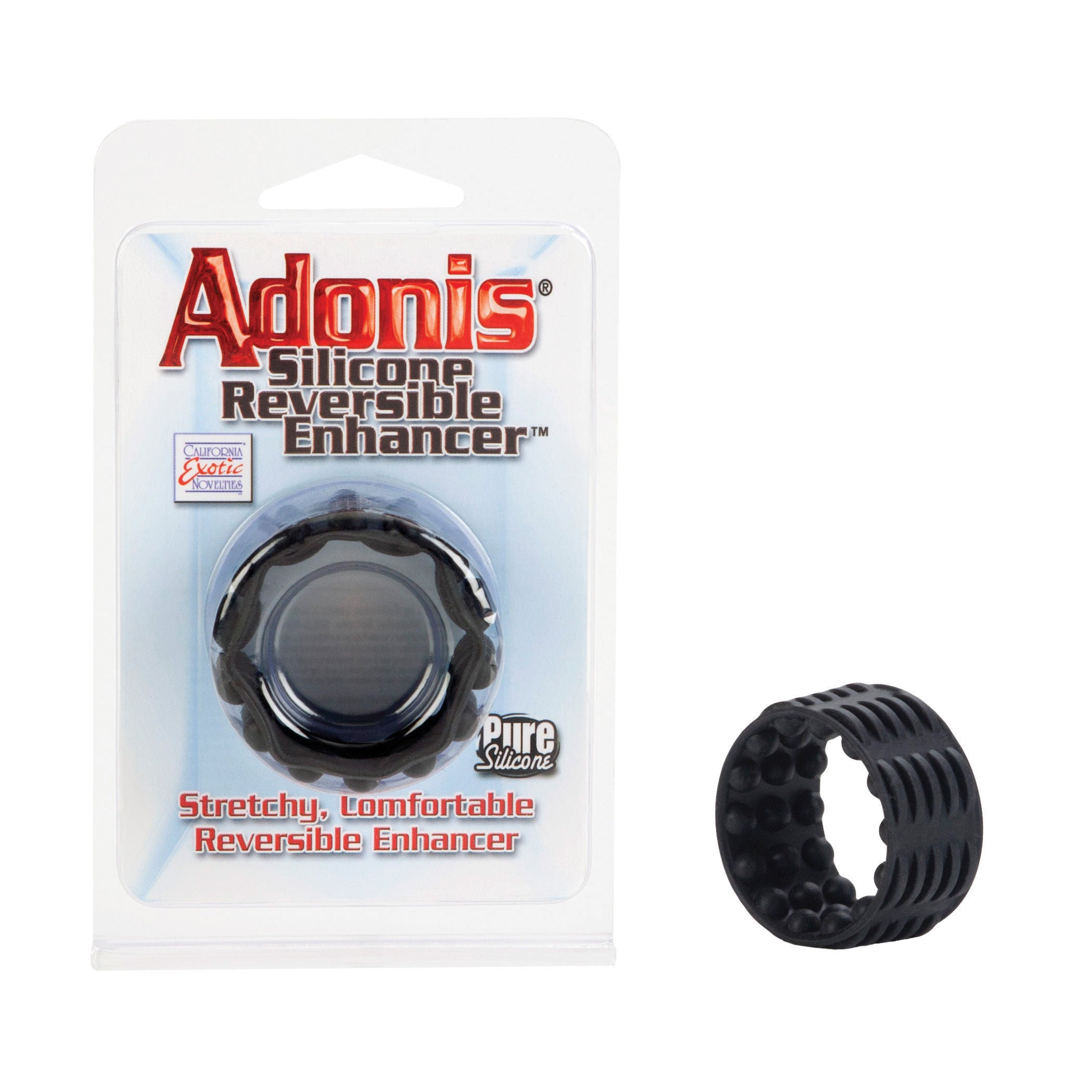 Adonis Silicone Reversible Enhancer for Men Black Comfortable COCK RINGS