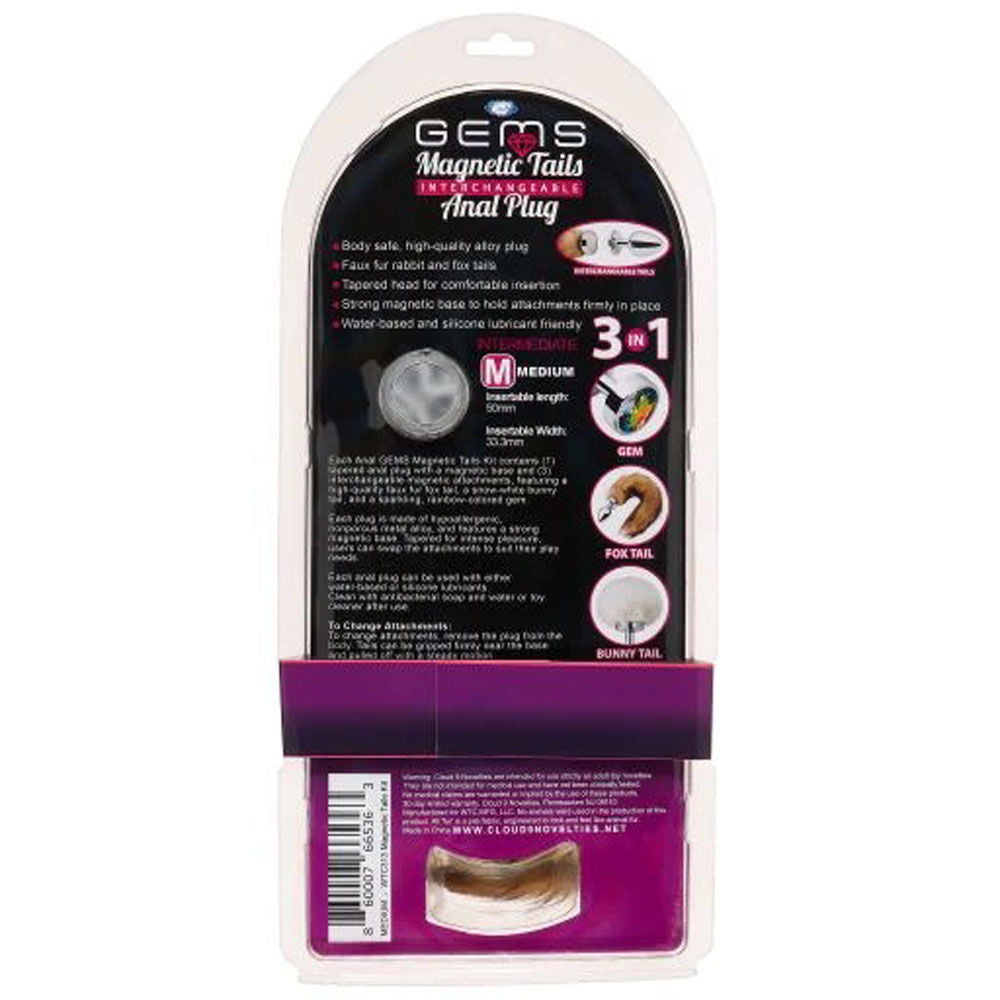 Cloud 9 Magnetic Anal Plug Kit with 3 Interchangeable Tails Multi Tails