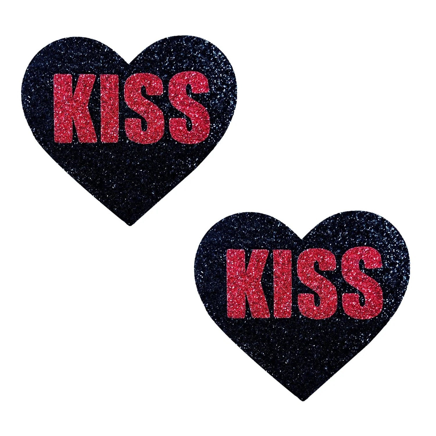 Kiss Red Black Valentine Glitter Heart Nipple Cover Pasties Secondary image
