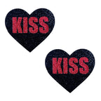 Kiss Red Black Valentine Glitter Heart Nipple Cover Pasties Multi > Clothes > Pasties
