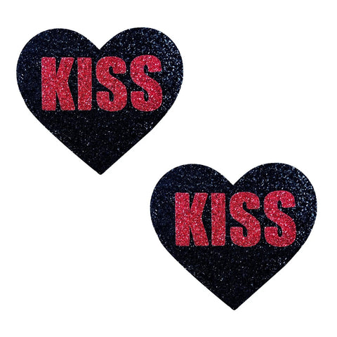 Kiss Red Black Valentine Glitter Heart Nipple Cover Pasties Multi Pasties
