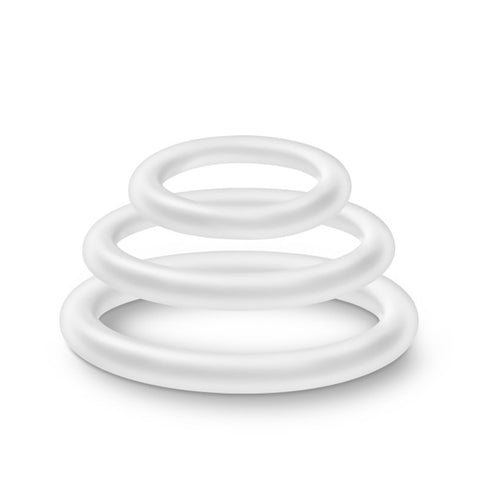 Performance Silicone Cock Ring 3 Pc Set White Glow COCK RING Set
