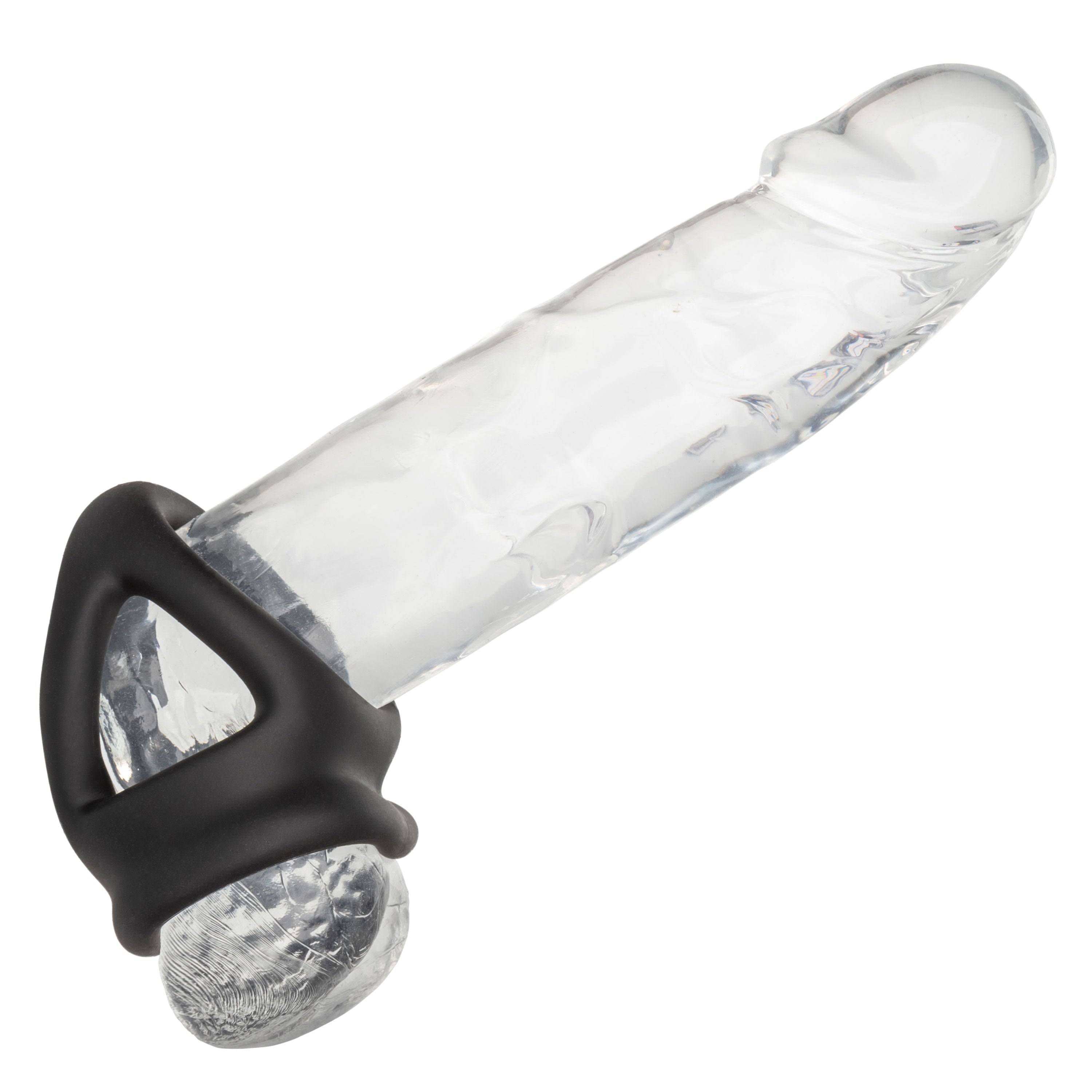 Alpha Liquid Silicone Dual Cage and Ring Black Stretchy Enhancer Cock Ring