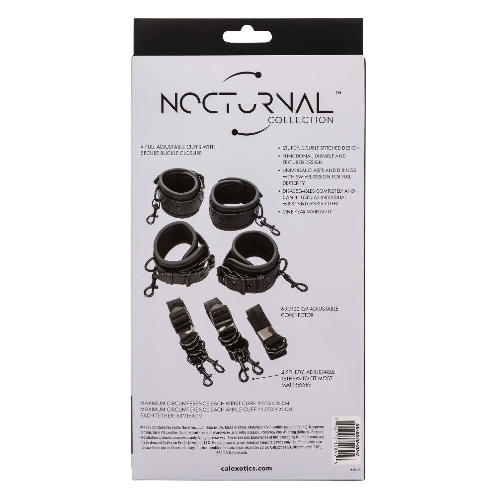 Nocturnal Collection Black Bed Restraints for Intimate Play Restraints