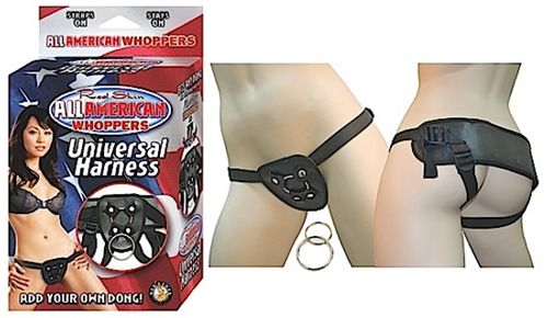 All American Whoppers Universal Black – Adjustable Harness > Dildos > Strap On Harnesses Main image