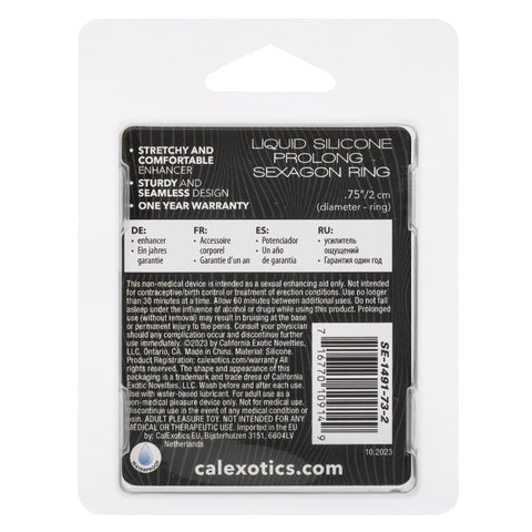 Alpha Glow-In-The-Dark Liquid Silicone Prolong Sexagon Ring White Medium COCK RINGS