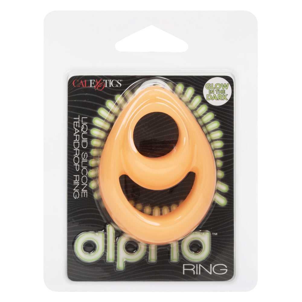 Alpha Glow-In-The-Dark Liquid Silicone Teardrop Ring in Orange > Cock Ring > Single