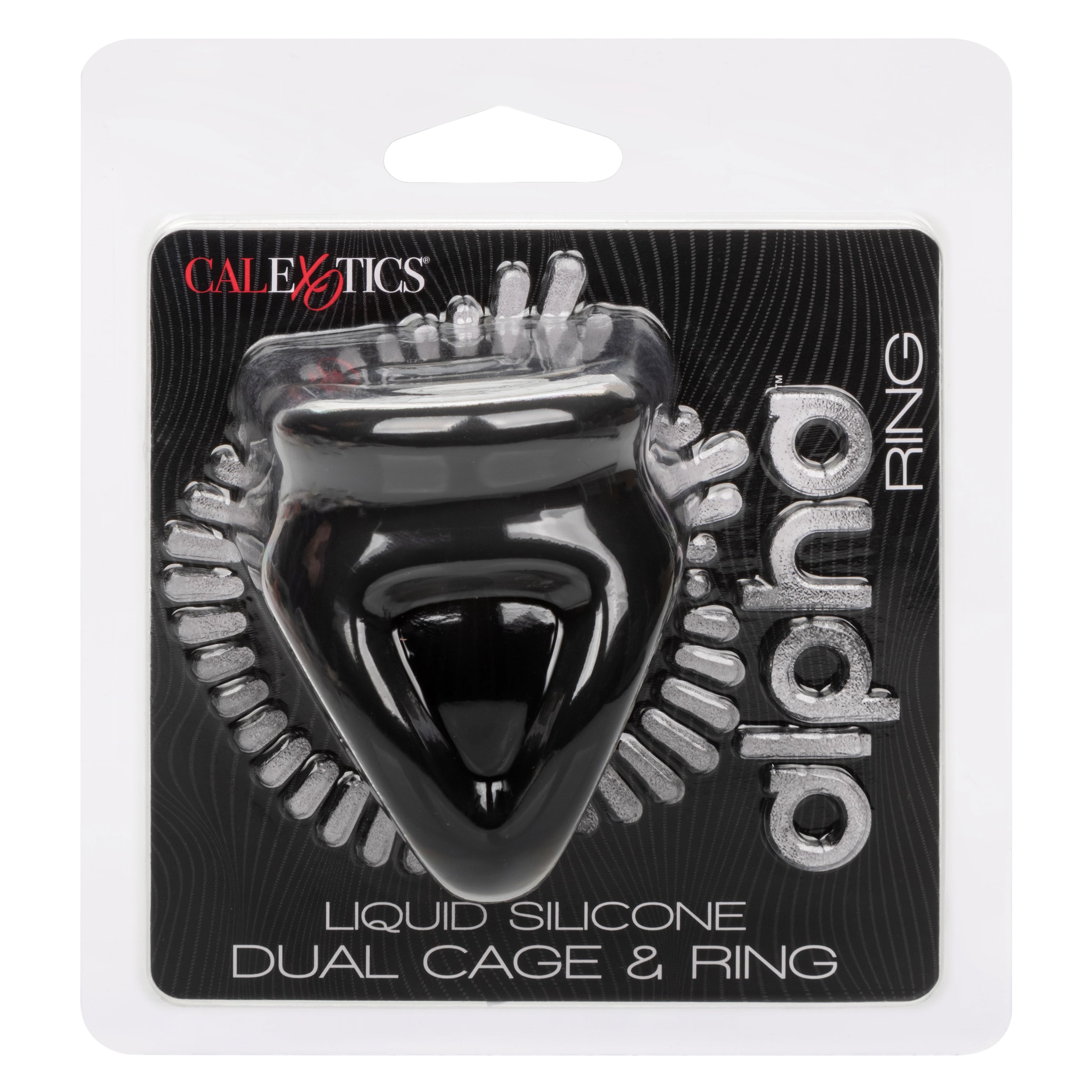 Alpha Liquid Silicone Dual Cage and Ring Black Stretchy Enhancer Cock Ring Secondary image