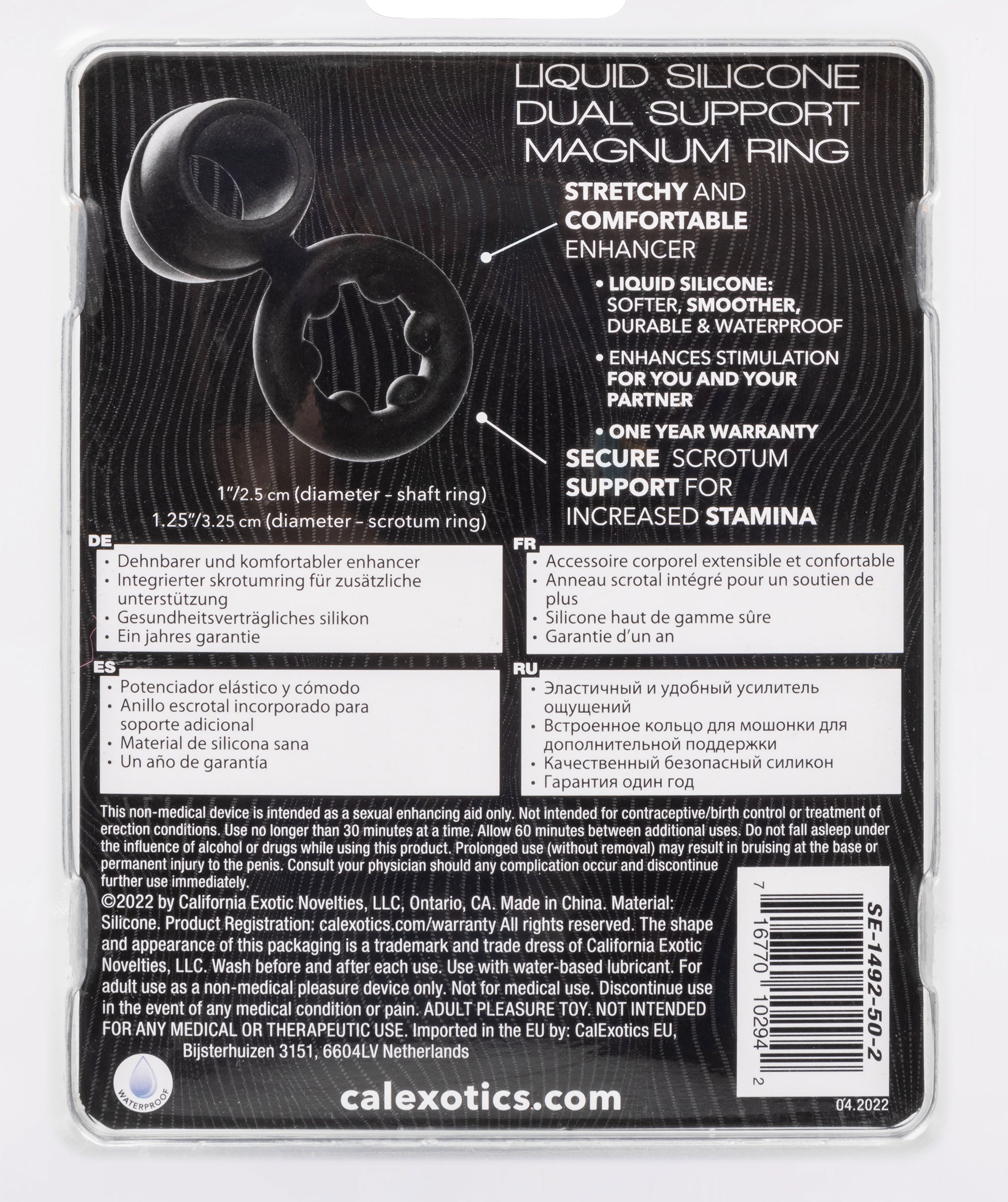 Alpha Liquid Silicone Dual Magnum Ring Black Stretchy Comfortable Size > Cock Ring > Sling