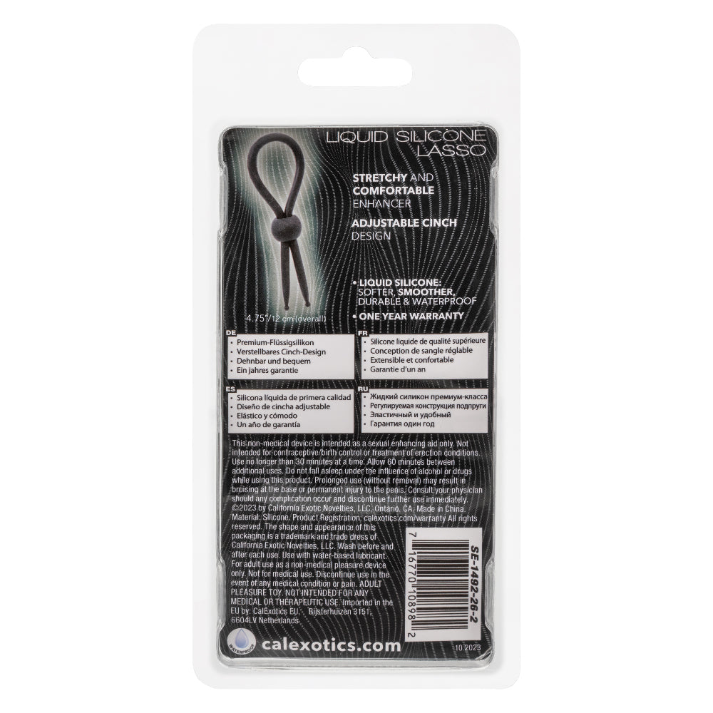 Alpha Liquid Silicone Lasso Ring Black Adjustable Size Stretchy Enhancer > Cock Ring > Adjustable