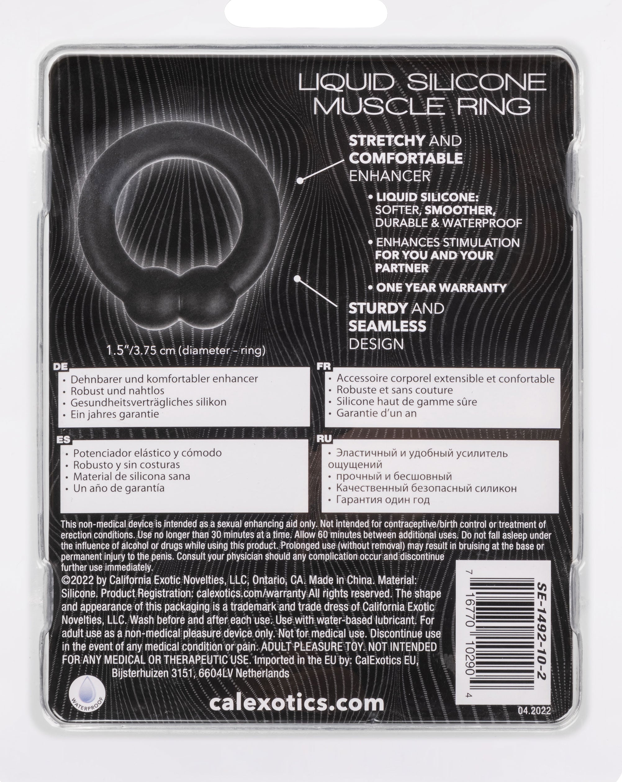 Alpha Liquid Silicone Muscle Ring Stretchy Comfortable Enhancer Ring Black > Cock Ring > Single