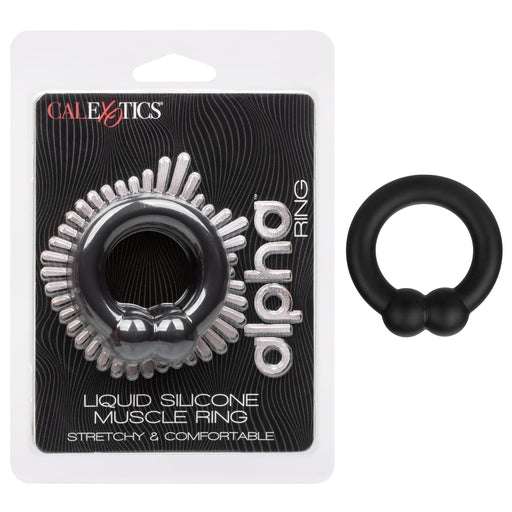 Alpha Liquid Silicone Muscle Ring Stretchy Comfortable Enhancer Ring Black COCK RINGS