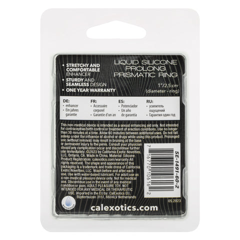 Alpha Liquid Silicone Prolong Prismatic Ring Gray 1 Inch Diameter Stretchy Durable Silicone COCK RINGS