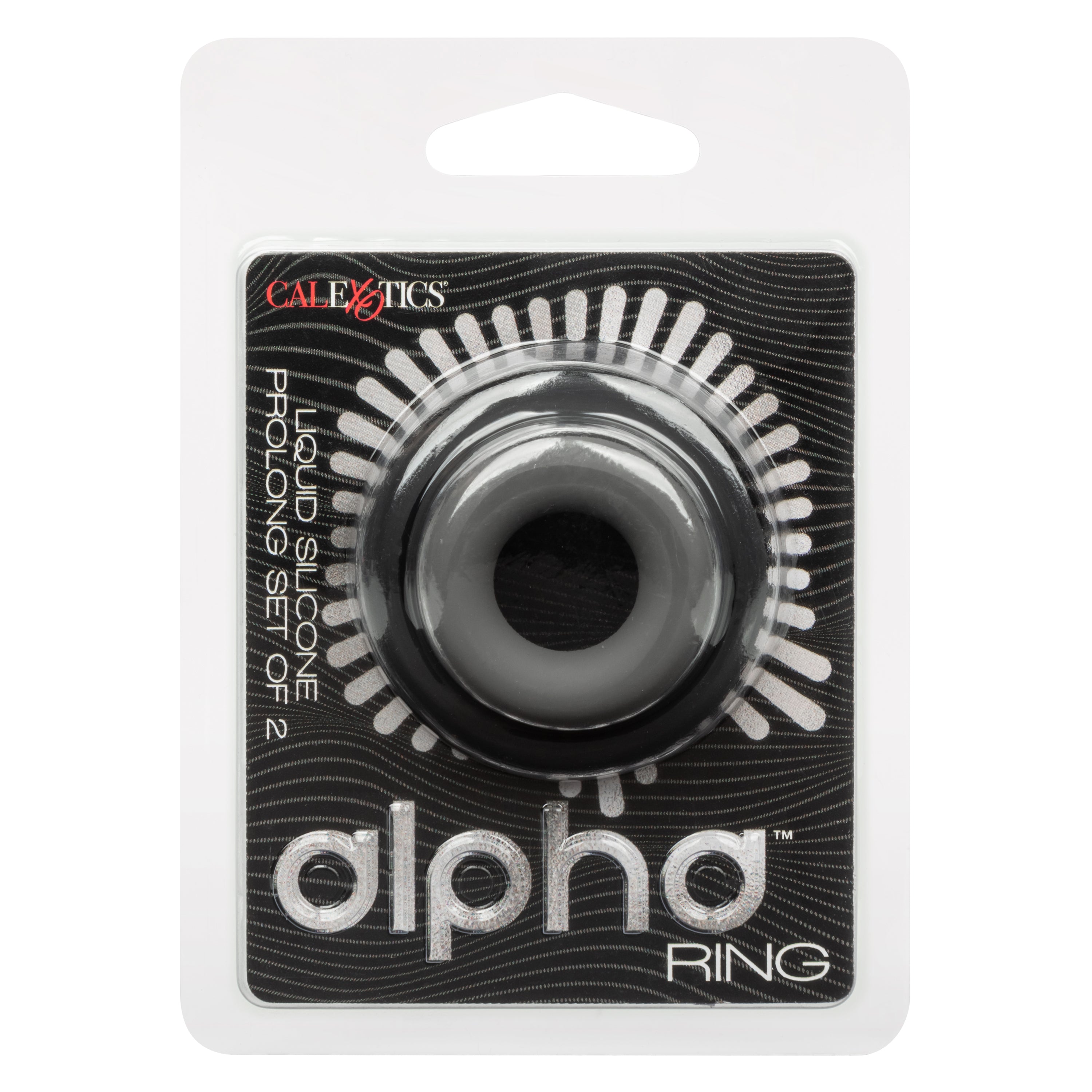 Alpha Liquid Silicone Prolong Set of 2 Stretchy Comfortable Rings in Black, Small 0.75” and Large 1” Diameter COCK RING Set