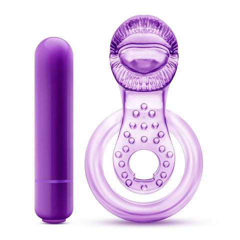 Vibrating Double Strap Cockring in Purple for Intimate Play Purple Cock Rings Vibrating
