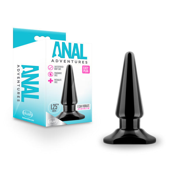 Anal Adventures Easy Plug Black 10.1 cm 4 Inch Butt Plug Butt Plugs
