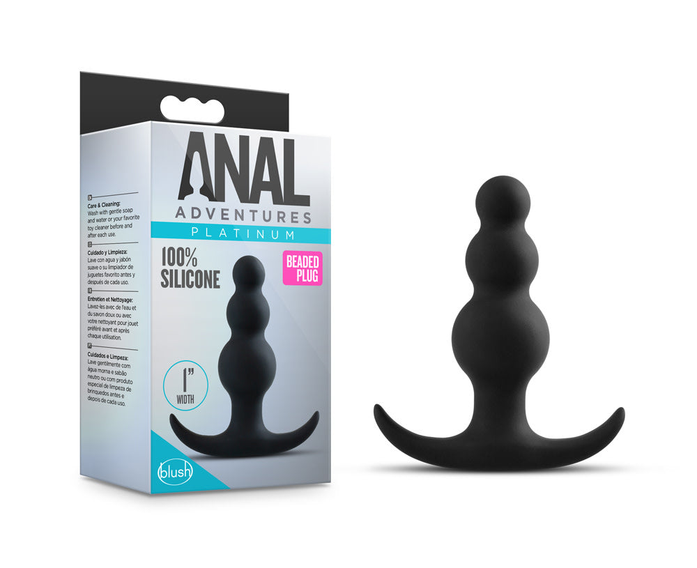 Anal Adventures Platinum Beaded Plug Black (7.6 cm) > Anal Range > Prostate Plugs