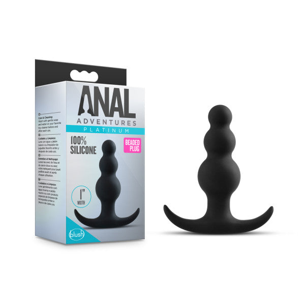 Anal Adventures Platinum Beaded Plug Black (7.6 cm) > Anal Range > Prostate Plugs