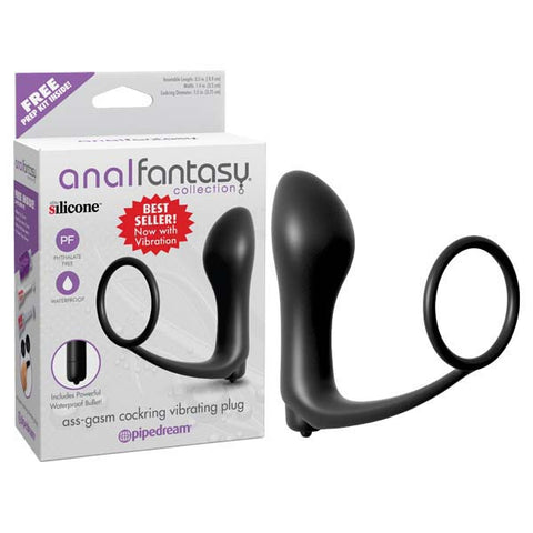 Anal Fantasy Collection Ass-Gasm Cockring Plug Vibrating Butt Plug with Cock Ring > Anal Range > Prostate Massagers