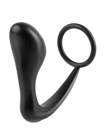 Anal Fantasy Collection Ass-gasm Cock Ring Plug 4 Inch Prostate Massager Black > Anal Range > Prostate Massagers