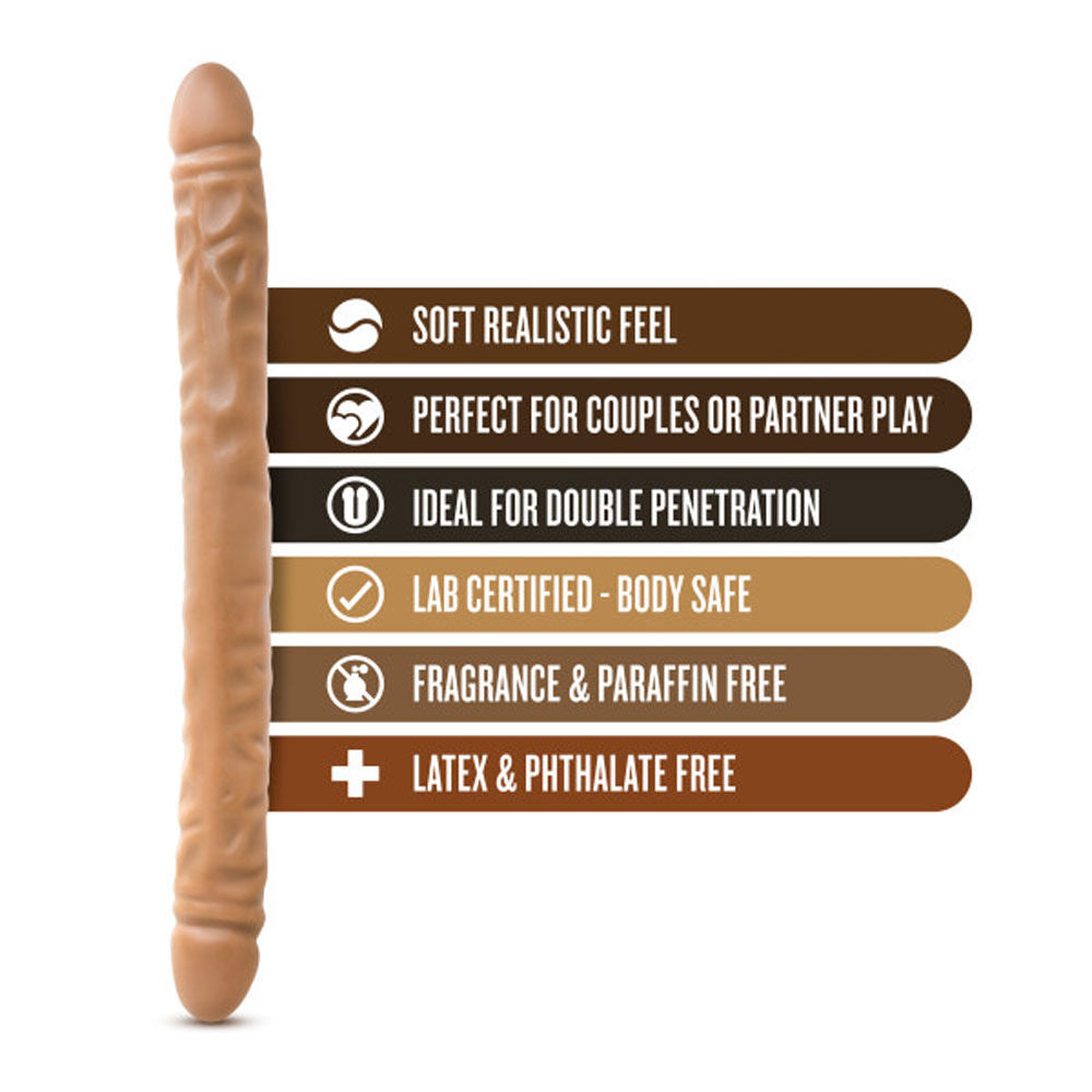 Dr. Skin 18 Inch Mocha Double Dildo Large Double Penetrator Beige Double Dongs