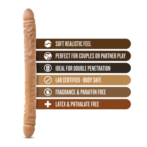 Dr. Skin 18 Inch Mocha Double Dildo Large Double Penetrator Beige Double Dongs